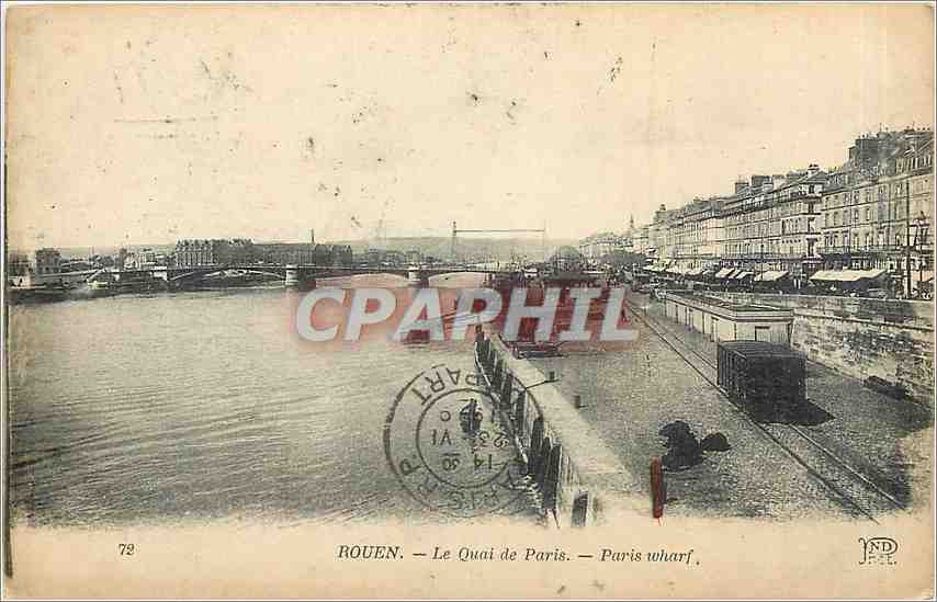 CPA Rouen Le Quai de Paris Paris wharf 
