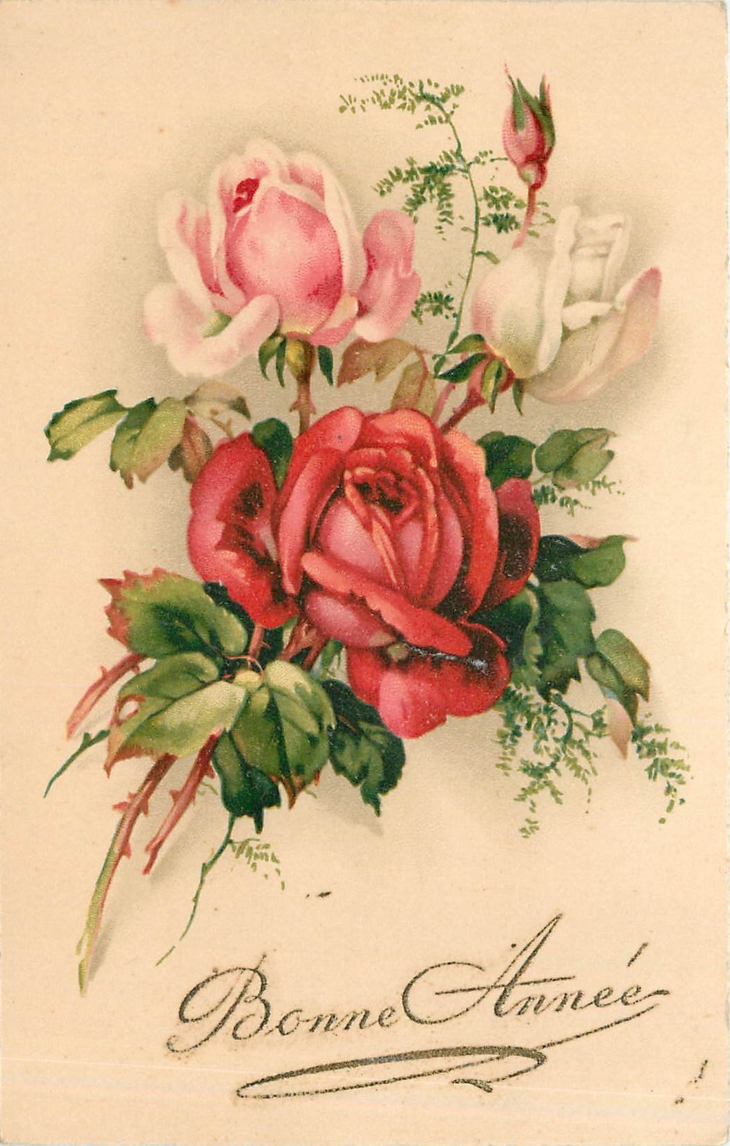 CPA Bonne Annee Fleurs