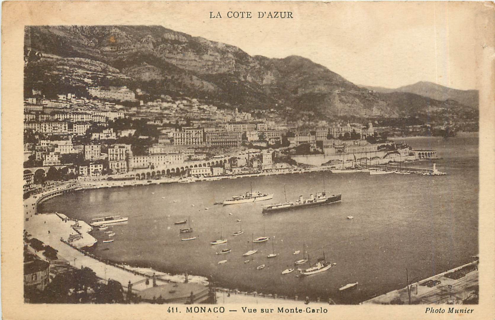 Monaco — Vue sur Monte-Carlo — Photo Munier, n°411