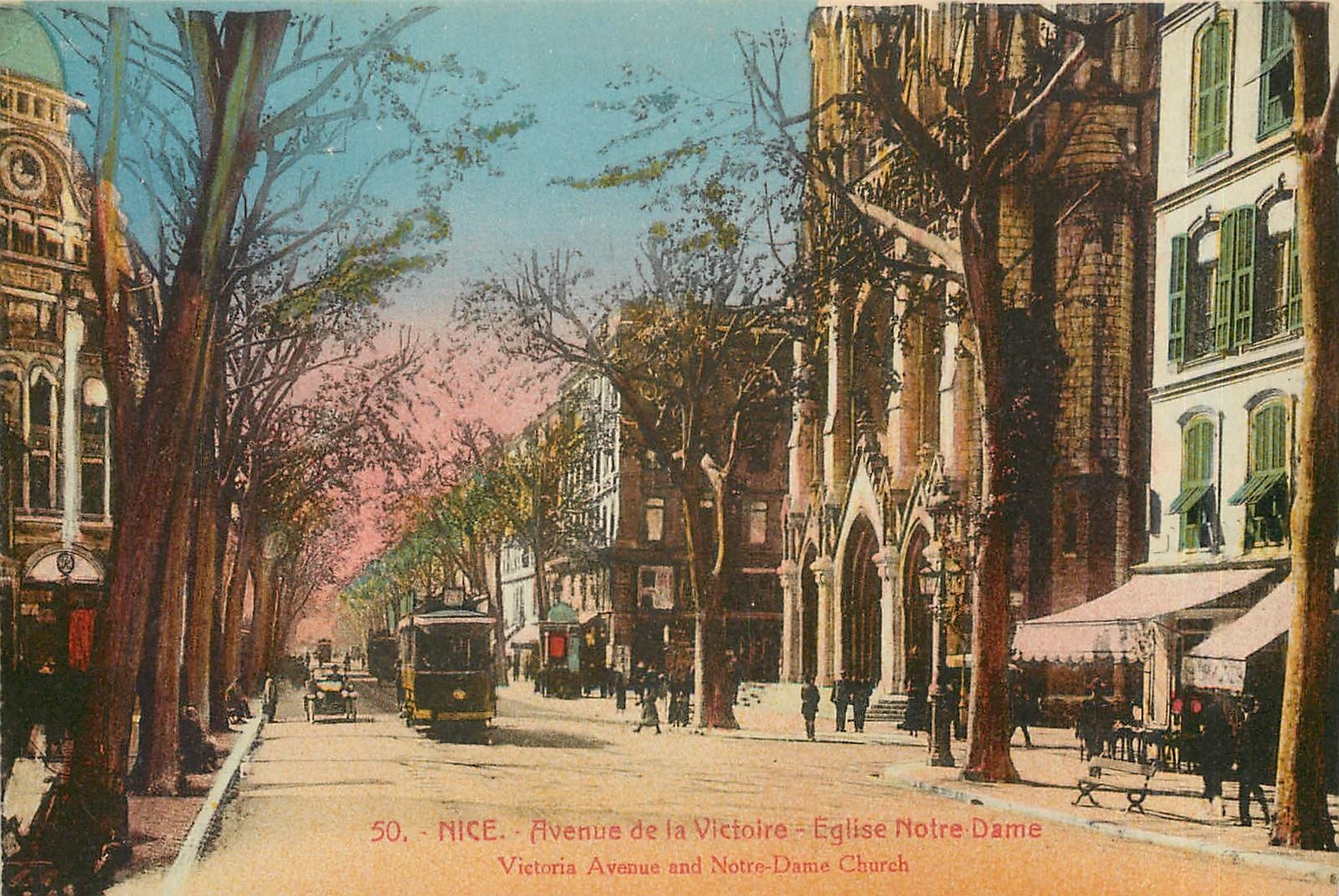 CPA Nice Avenue de la Victoire Eglise Notre Dame 