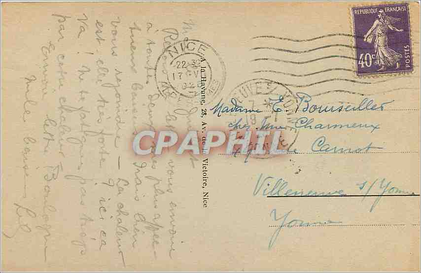 CPA Nice Quai des Etats Unis et Pointe de Rauba Capeu  — Verso