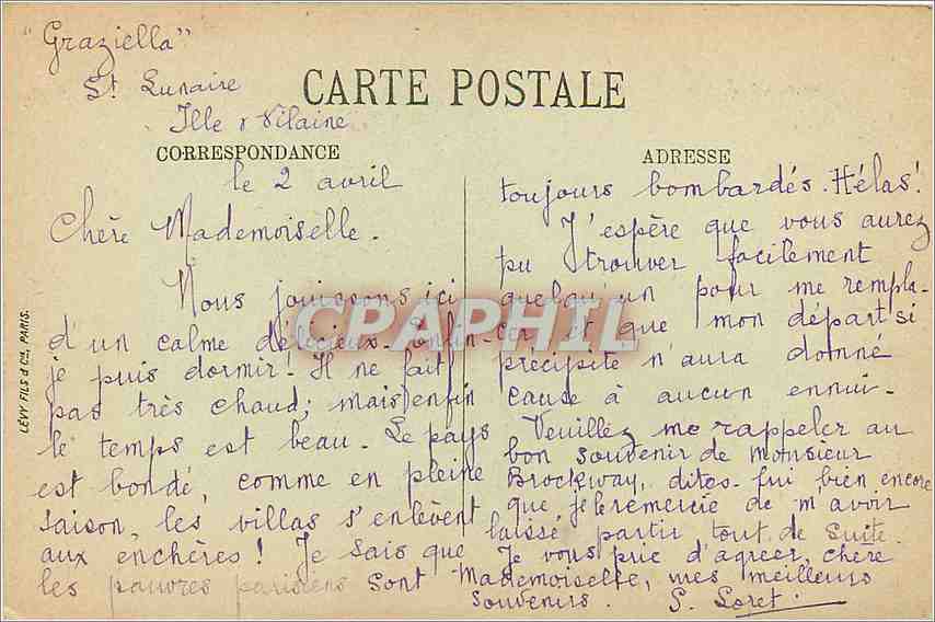 Saint-Lunaire — Vue prise de la Pointe du Décollé — LL. n°21 — Rückseite