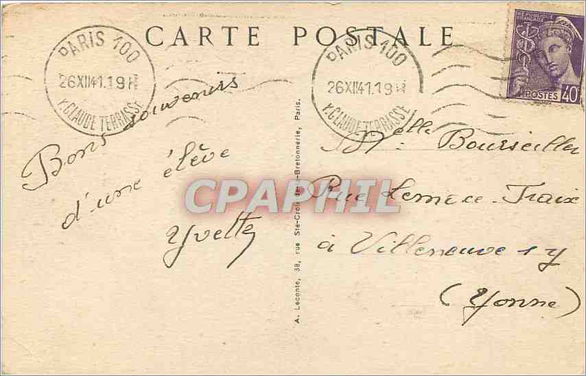 CPA Paris Le Sacre Coeur  — Rückseite
