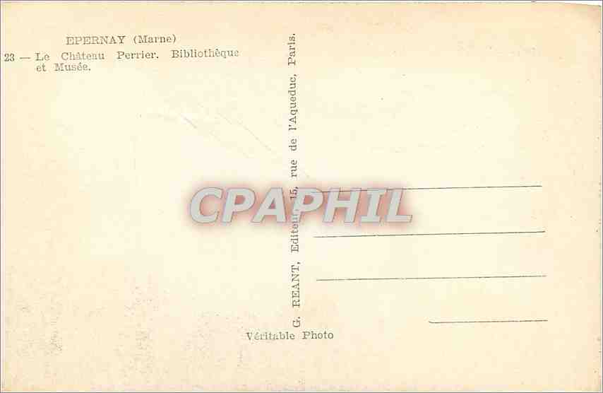 CPA Epernay Marne Le Chateau Perrier Bibliotheque et Musee  — Rückseite