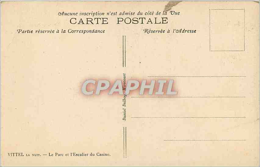 CPA Vittel la Nuit Le Parc et l'Escalier du Casino  — Rückseite