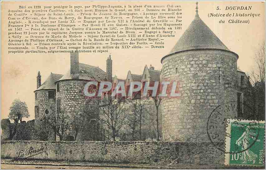 CPA Dourdan Notice de l'historique du Chateau 
