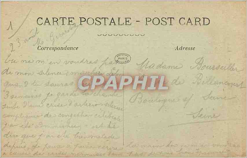 CPA Dourdan Notice de l'historique du Chateau  — Rückseite