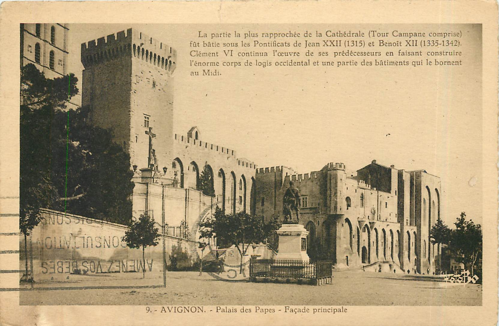 CPA Avignon Palais des Papes Facade principale 