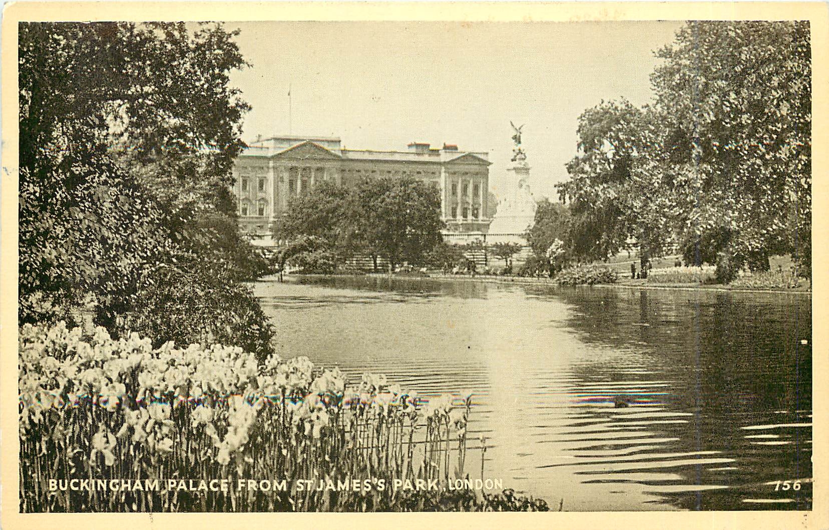 CPA Buckingham Palace from St James Park London 