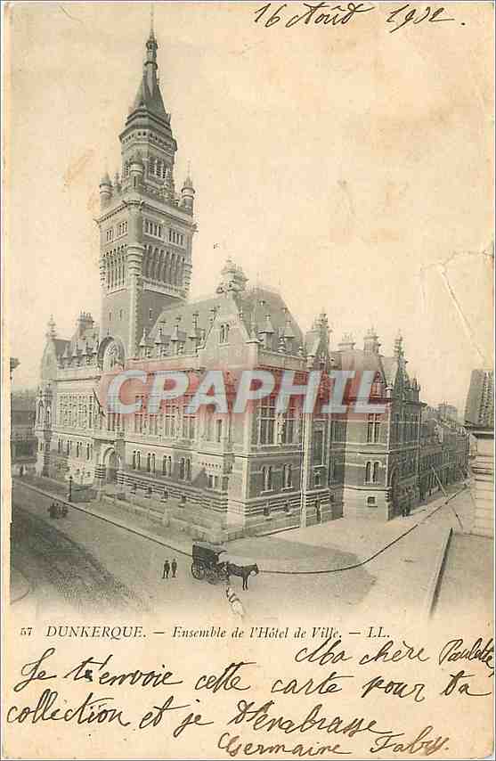 CPA Dunkerque Ensemble de l'Hotel de Ville 