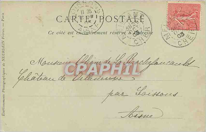 CPA Chateau de Meillant La Salle a Manger Carte precurseur — Rückseite