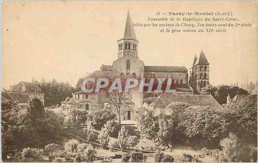 CPA Paray le Monial S et L Ensemble de la Basilique du Sacre Coeur 