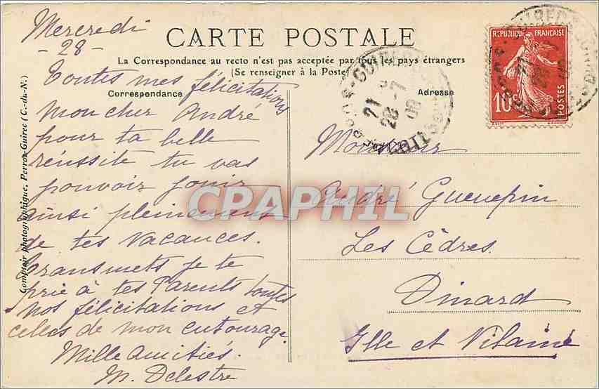 Perros-Quirrec — La Vallée des Trocros à Plaumanac'h — CPAPHIL 2106 — Rückseite