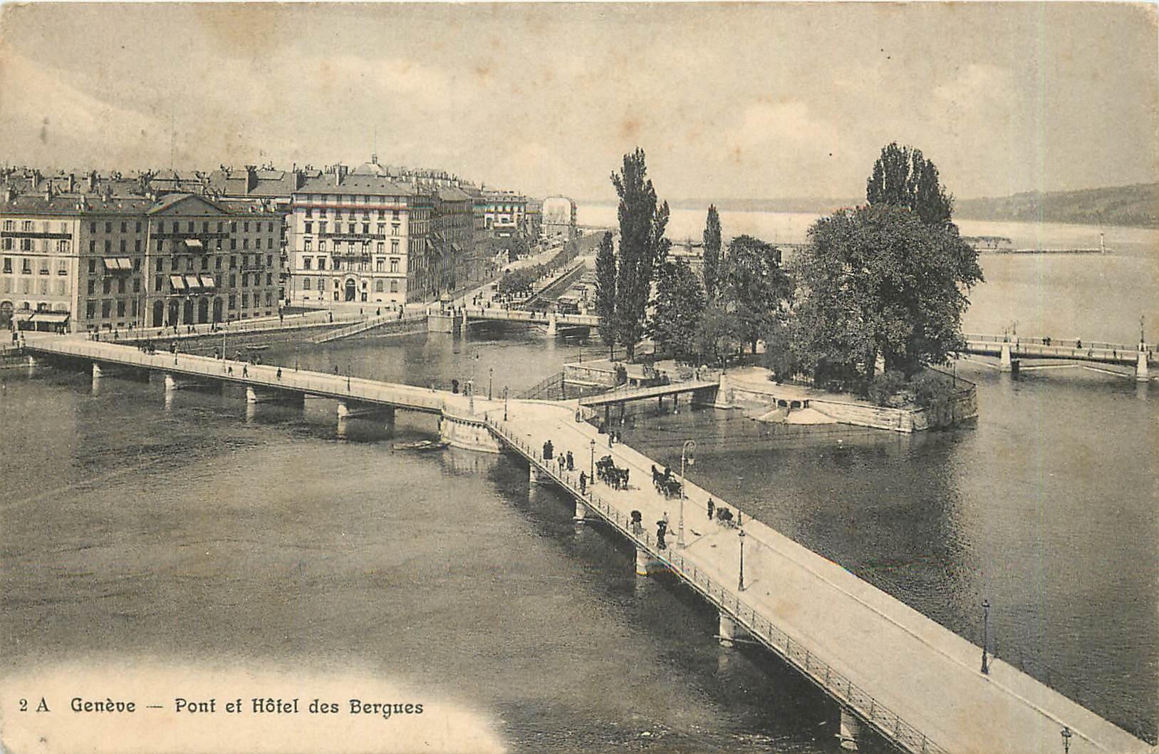 CPA Geneve Pont et Hotel des Bergues 