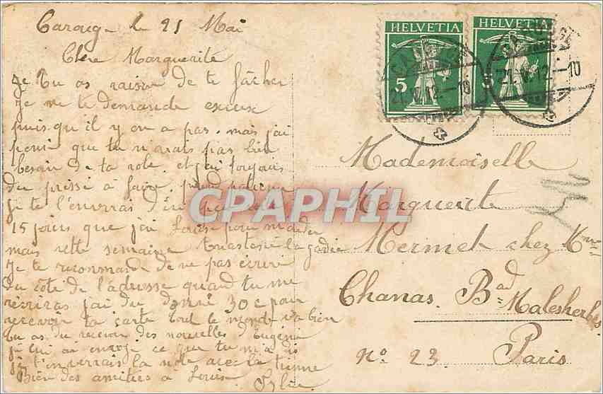 CPA Geneve Pont et Hotel des Bergues  — Verso