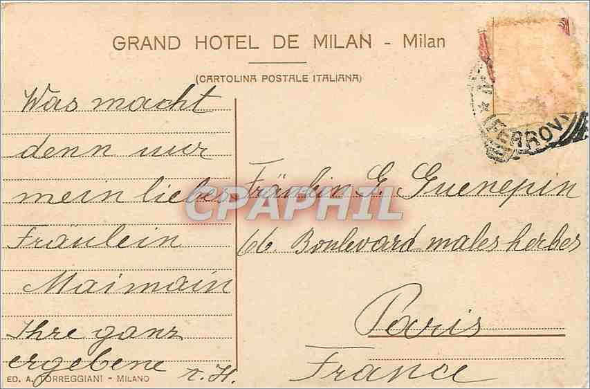 CPA Milano II Castello  — Rückseite