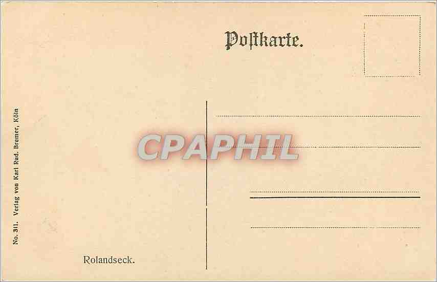 CPA Verlag von Karl Rud Bremer  — Rückseite