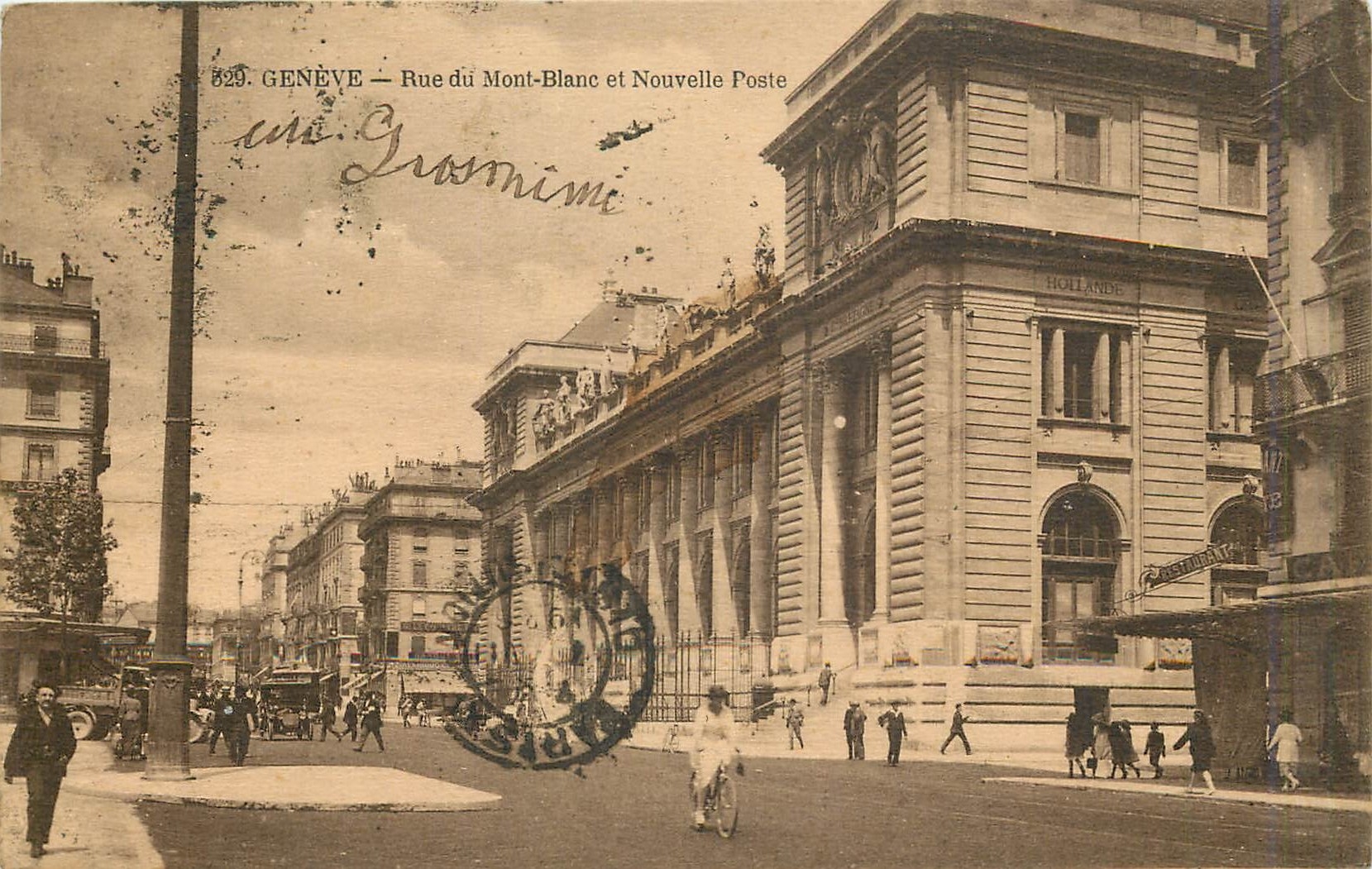 CPA Geneve Rue du Mont Blanc et Nouvelle Poste 