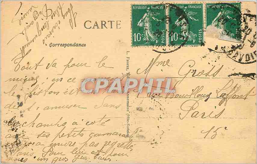 CPA Geneve Rue du Mont Blanc et Nouvelle Poste  — Verso