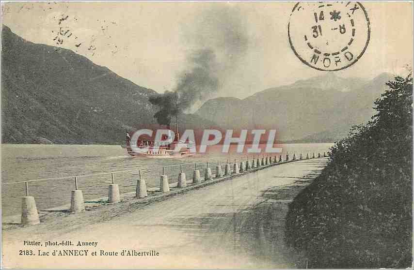 CPA Lac d'Annecy et Route d'Albertville Bateau