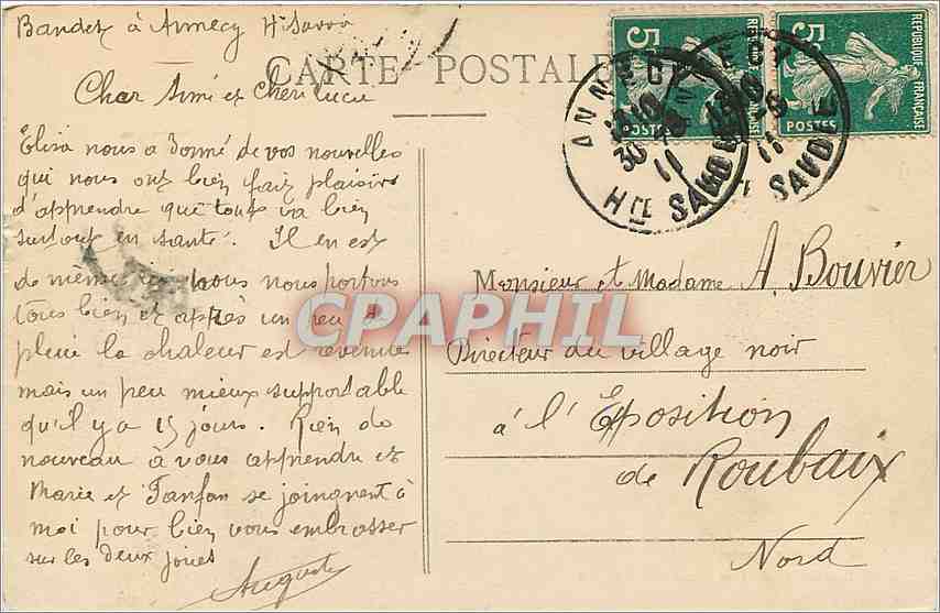 CPA Lac d'Annecy et Route d'Albertville Bateau — Rückseite