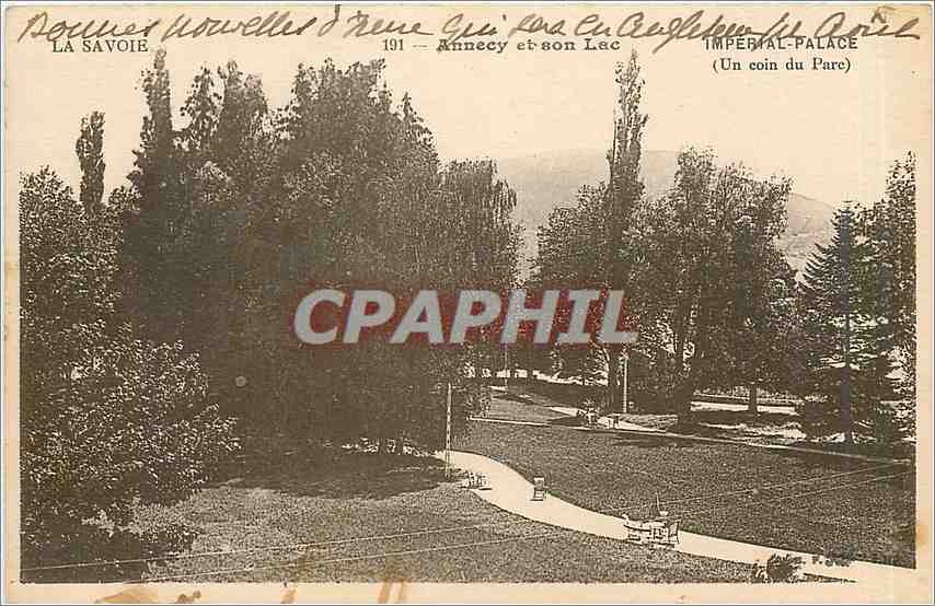 Annecy et son Lac — Imperial Palace (Un coin du Parc) — La Savoie, 1911