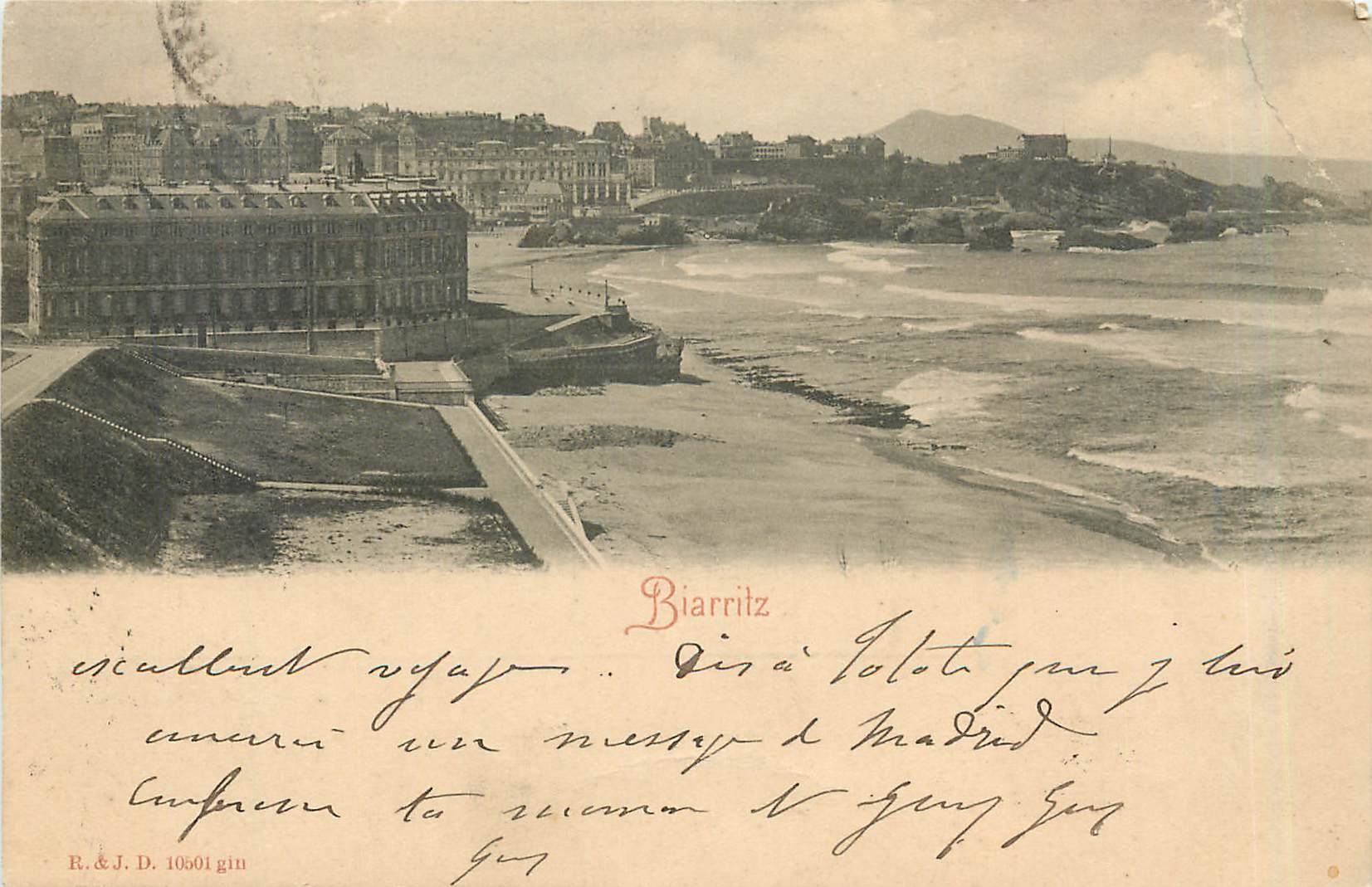 Biarritz — vue de la plage et du front de mer — R. & J. D. 10501