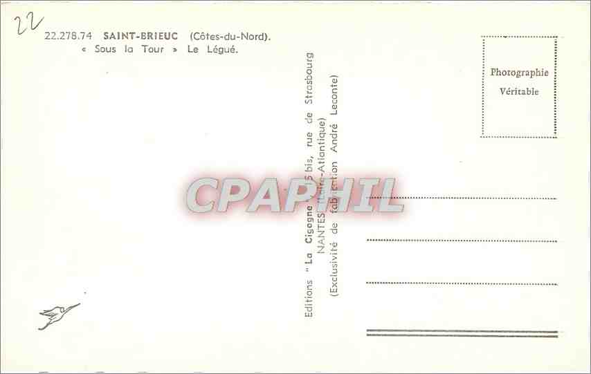 Le Légué — Saint-Brieuc (Côtes-du-Nord) — Éditions La Cigogne — Rückseite