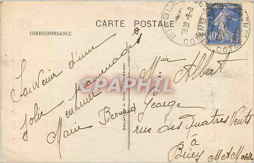 CPA La Bretagne Pittoresque Bateau de Peche Toutes voiles dehors  — Rückseite