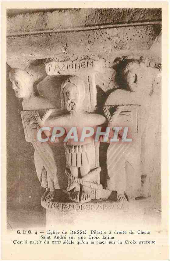 Église de BESSE - Pilastre à droite du Chœur, détail sculpté — J. GOUTTERFANGES (P.-DR-D.)