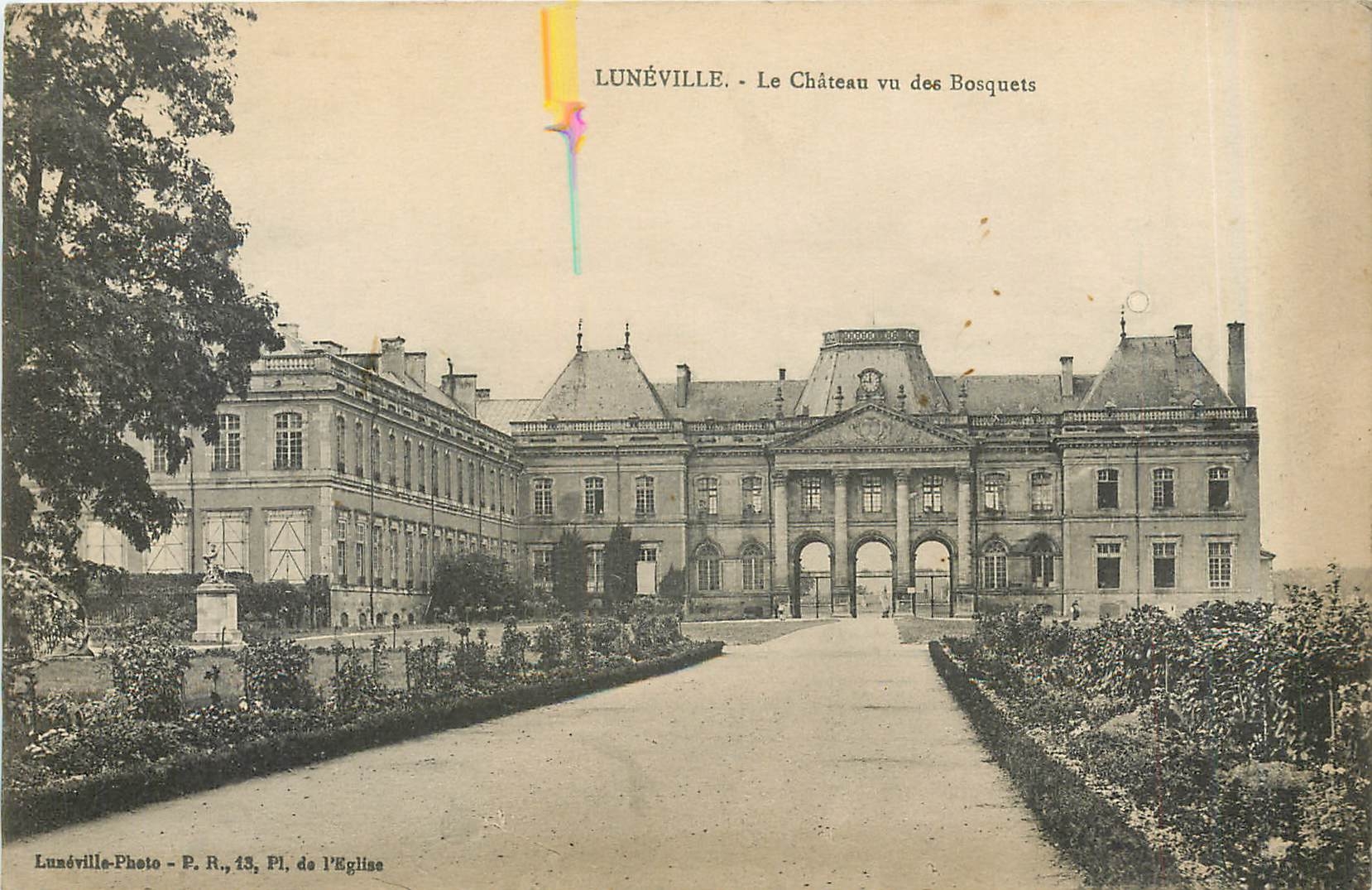 Lunéville - Le Château vu des Bosquets — Luzéville-Photo, P. R., 13, Pl. de l'Église