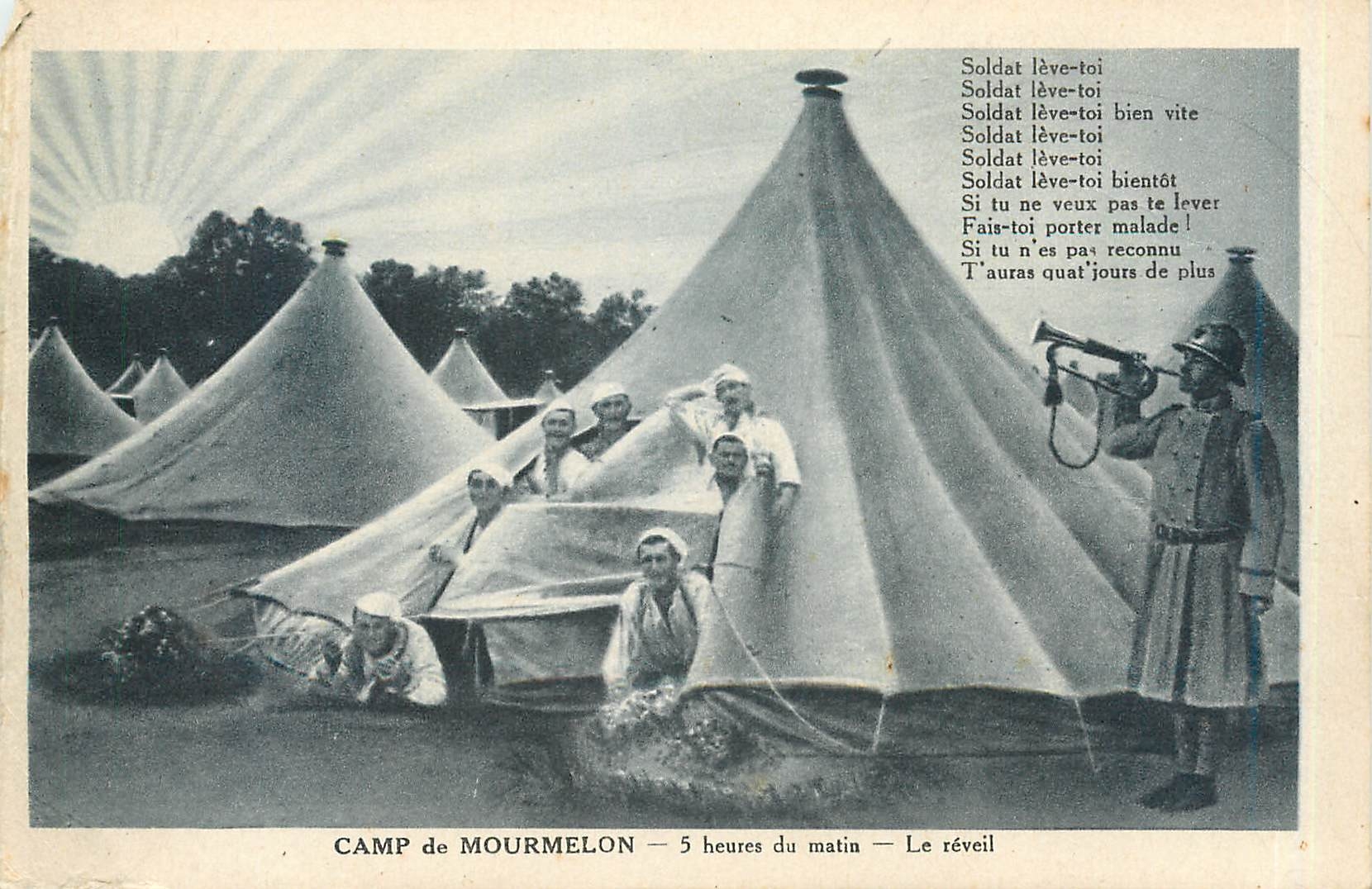 CPA Camp de Mourmelon 5 heures du matin Le reveil 