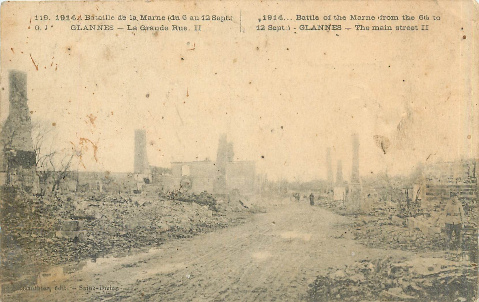 CPA Bataille de la Marne Glannes La Grande Rue II 