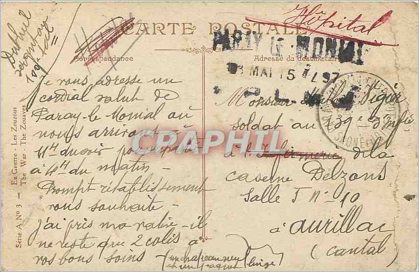 CPA Aurillac Cantal les Zouzous Militaria — Rückseite