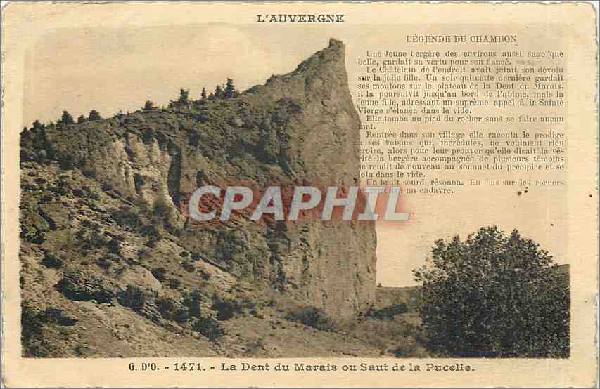 La Dent du Marais ou Saut de la Pucelle — Légende du Chambon — J. Gouttefanges, édit. Ollier (P.-do-D.)