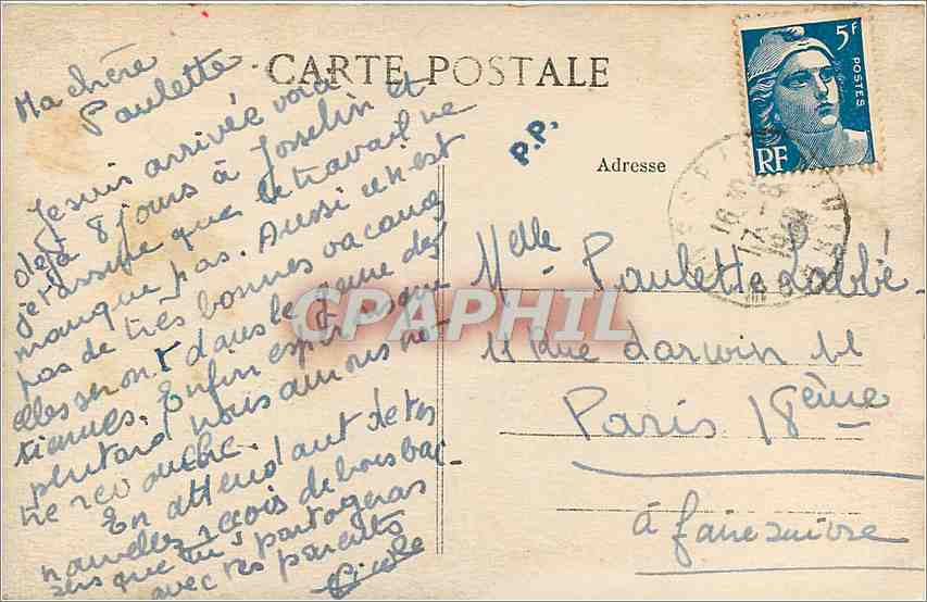 CPA Josselin Le Chateau vu du Parc  — Rückseite