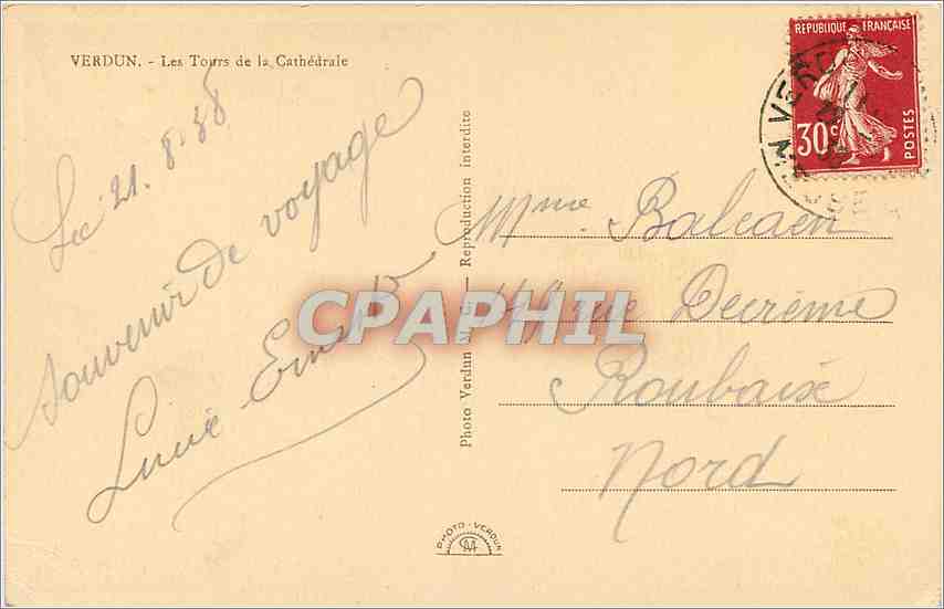 CPA Verdun Les Tours de la Cathedrale  — Rückseite