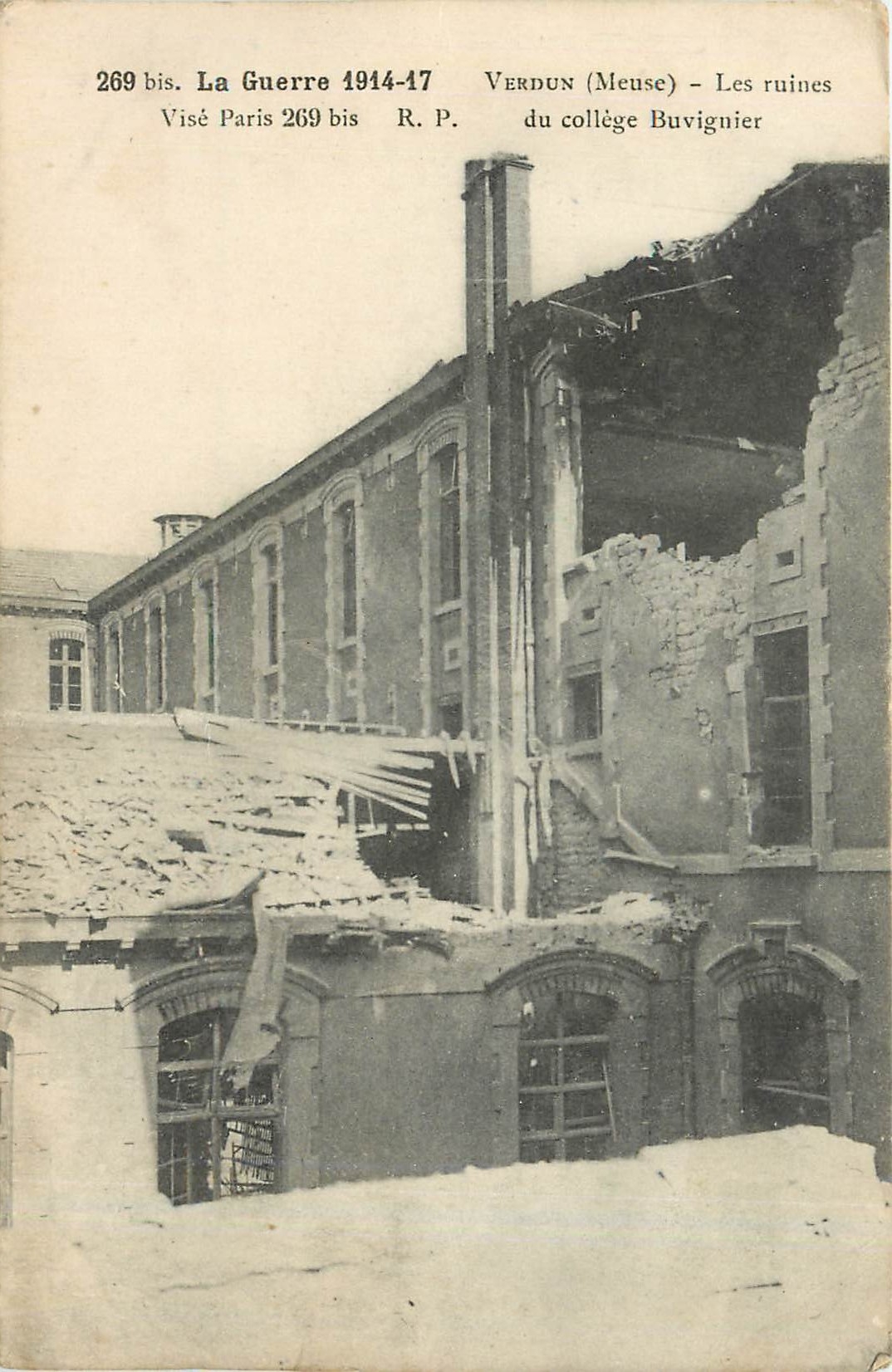 CPA Verdun Meuse Les Ruines Vise Paris du college Buvignier 