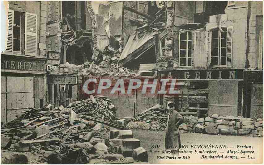 Place Mazel, maisons bombardées — Verdun