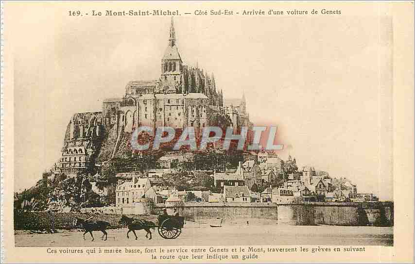 CPA Le Mont Saint Michel Cote Sud Est Arrivee d'une voiture de Genets 