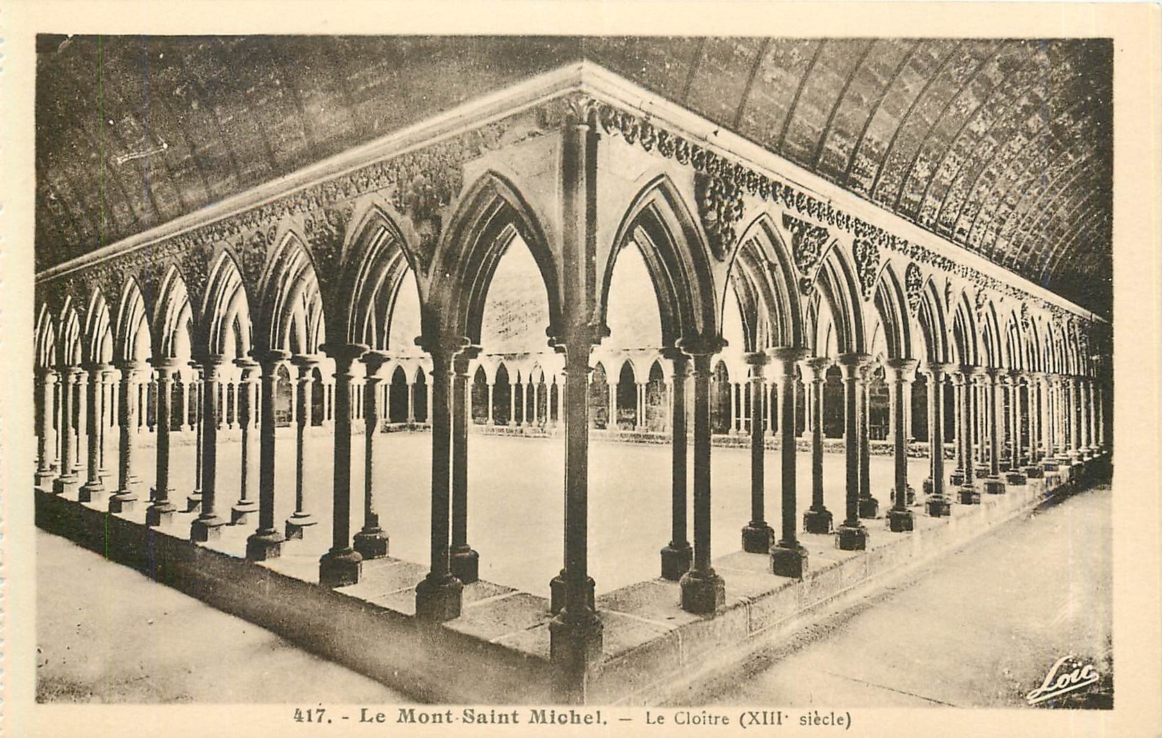 Le Mont Saint Michel — Le Cloître (XIIIe siècle) — Éditeur Loïc, n° 417 - Recto