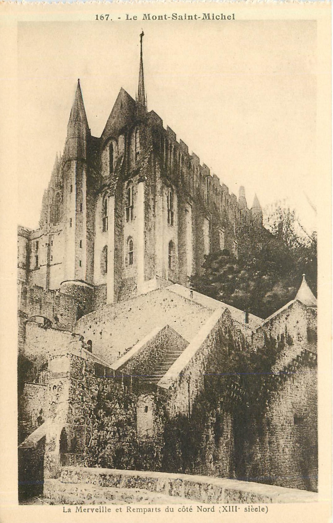 CPA Le Mont Saint Michel La Merveille et Remparts du cote Nord 