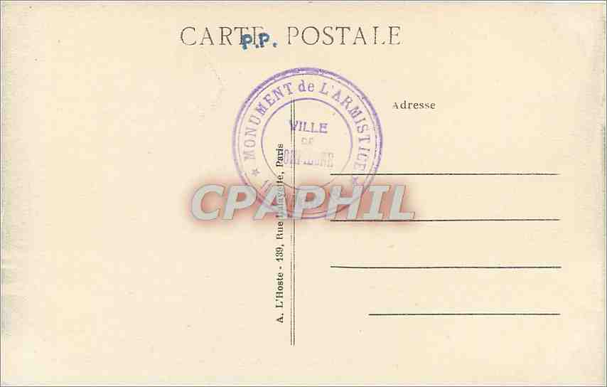 CPA Foret de Compiegne Carrefour de l'Armistice  — Rückseite