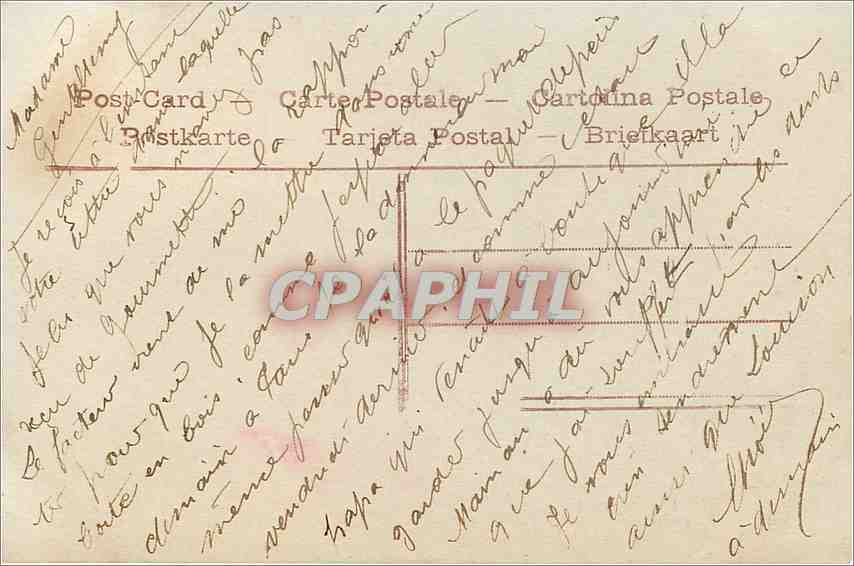 Femme en robe violette — envoyant une lettre — éditeur anonyme, n° 4247 — Verso