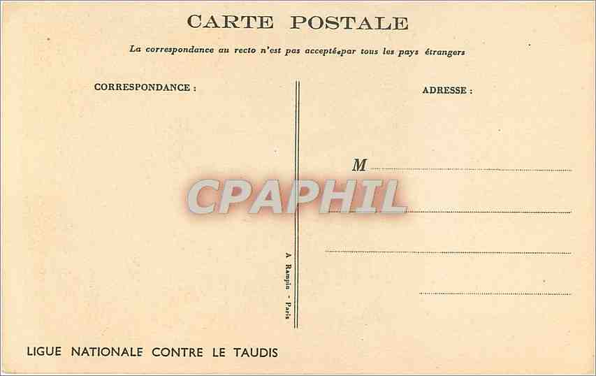 CPA Ligue Nationale Contre le Taudis Poulbot — Rückseite