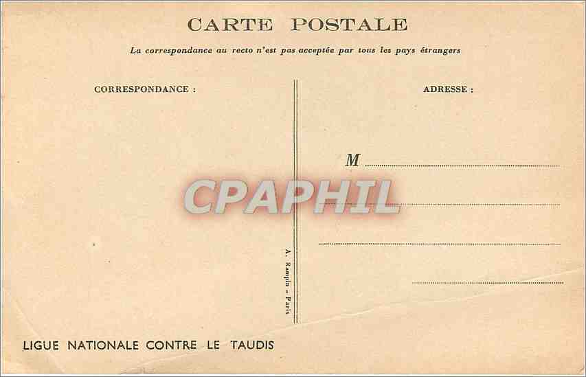CPA Ligue Nationale Contre le Taudis Poulbot — Rückseite