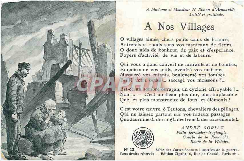 CPA A Madame et Monsieur H Simon d'Arnonville Amitie et gratitude 