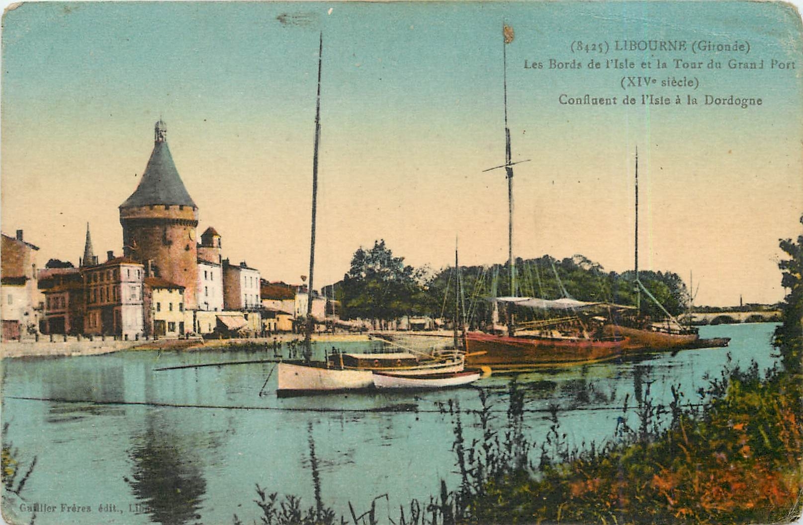 CPA Libourne Gironde Les Bords de l'Isle et la Tour du Grand Port 