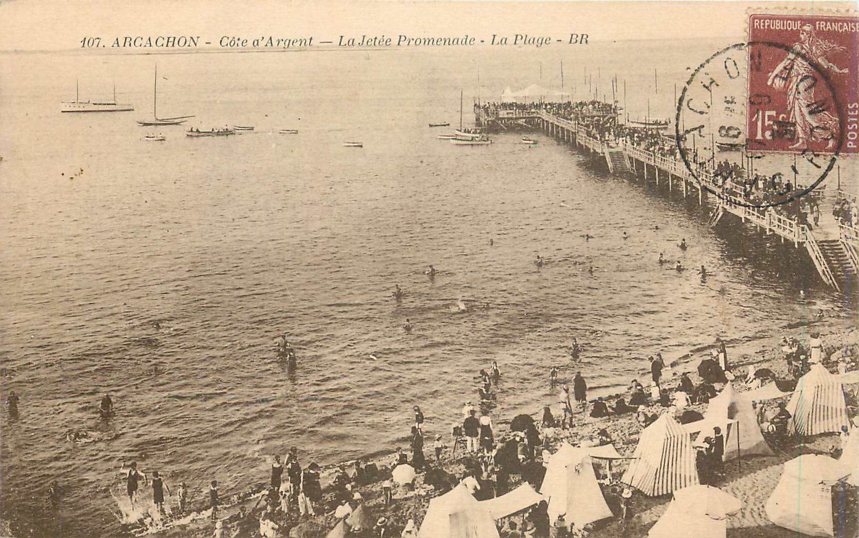 CPA Arcachon Cote d'Argent La Jetee Promenade La Plage 