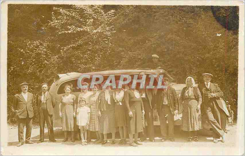 CARTE PHOTO Automobile Famille